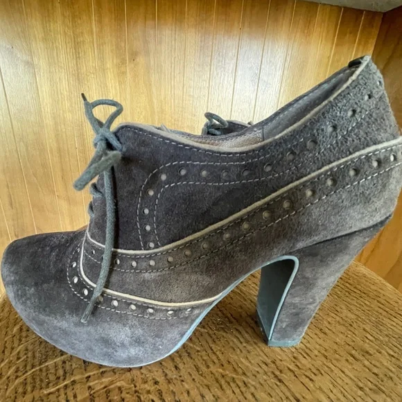 Miz Mooz Women’s ‘Lance' Lace Up Oxford Ankle Platform Booties - Brown Suede - 7 - Picture 2 of 12